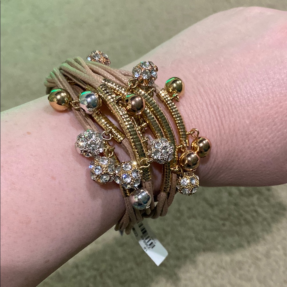 Gold And Silver Intricate Bracelet With Sparkling Crystals 18$